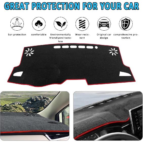 For Toyota Corolla Accessories -   2024 2025 Dash Cover, Dashboard Cover Mat For Corolla -2025 Non-Slip Sunshield Protector Dash Cover Mat, Red Edge