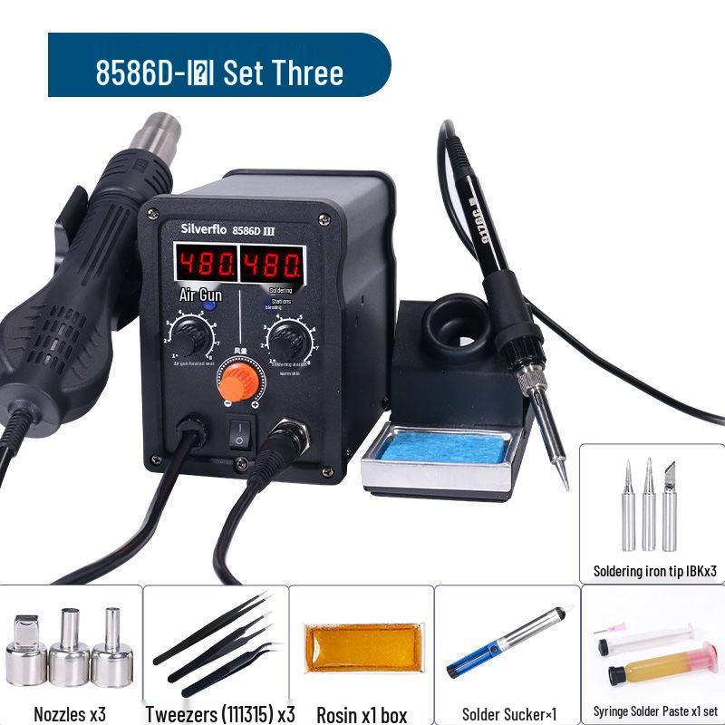 8586D High-Power 2-in-1 Desoldering Station: Constant Temperature Hot Air & Soldering Iron for Mobile Phone & Computer Chip Repair.