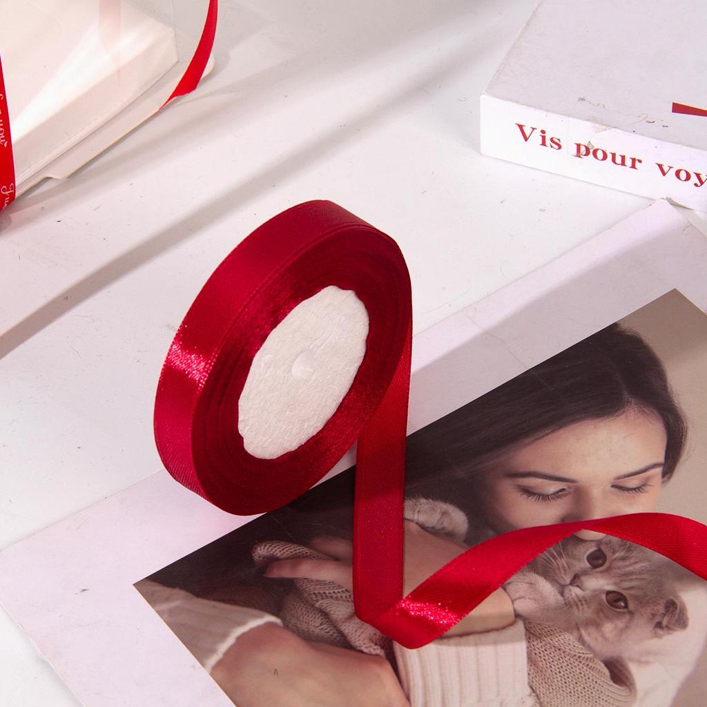 Burgundy Satin Ribbon: Chinese Red Polyester, 0.3-8cm for Festive Wedding Room Decorations