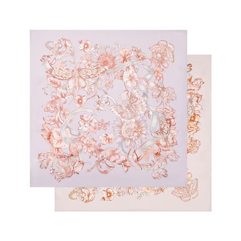 WENSLI 100% Mulberry Silk Double-Sided Printed Square Scarf