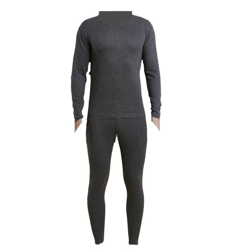 Unisex Wool Silk Thermal Underwear Suit - Winter Seamless Round Neck, German Velvet for Men & Women, Autumn Top & Bottom Set