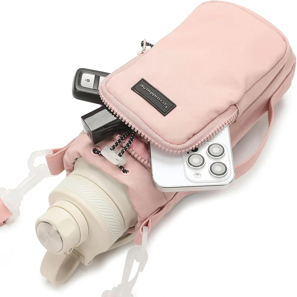 Portable Outdoor Water Bottle Bag with Adjustable Shoulder Strap Water Bottle Sleeve for Walking Hiking Camping Gym Shoulder Bag