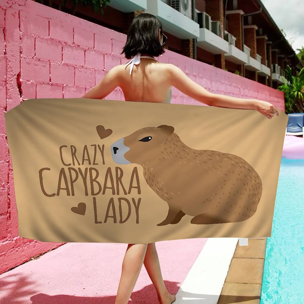 Cartoon Cute Capybara Microfiber Blanket Quick Drying Beach Towels Oversized Printing Super Absorbent Pool Towel Blanket