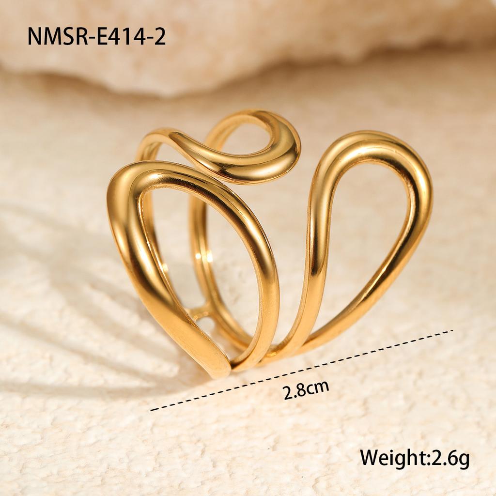 GEMCHIC Damen Minimalistisches Geometrisches Edelstahl Ringe Set Vergoldet Abstrakt Wellenförmiger Finger Schmuck Mode Luxus Accessoires