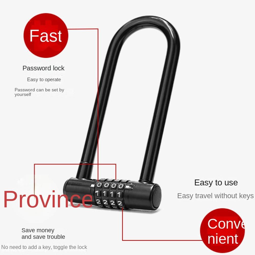 Bicycle Password Lock U-lock Glass Door Lock Anti-theft Wear-resisting Multipurpose For City Electric Mountain Bikes