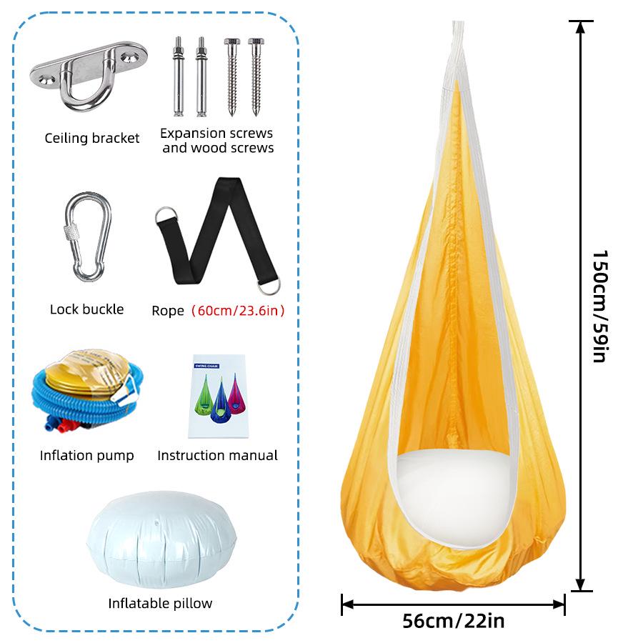 Cadeira de Balanço Suspensa Portátil com Iluminação LED para Crianças – Balanço Criativo de Nylon para Interior/Exterior
