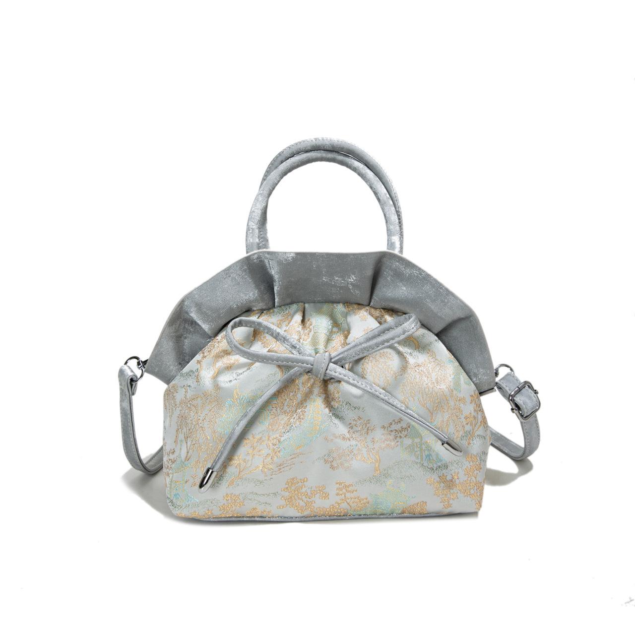 

Women s bag summer 2025 new fashion pleated handbag literary national style women s versatile messenger shell bag срібний