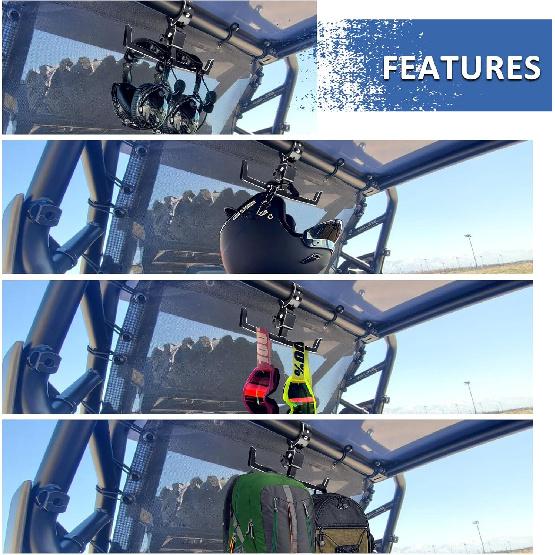 

Wsays UTV Headphone Hanger Fits 1 -2 Roll Cage, Headphone Helmet Goggles Bottles Holder, UTV 1-2 Round Roll Bar Mount Compatible with Polaris RZR