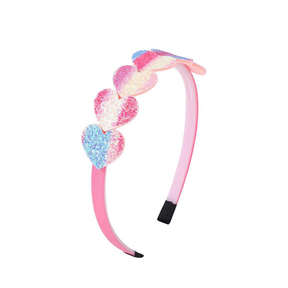 Children'S Candy Color Love Green Onion Powder Headband Cute Princess Gradual Change Rainbow Color Headband Hair Accessories 2544