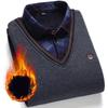 Winter Autumn Men's Plush Sweater Collar Fleece Thick Warm Top Fake Two Piece Pullover Polo Shirt Clothes Casual Jumpers