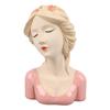Modern Ceramic Face Vases Decorative Modern Style Shy Girl Flower Lady Head Vase for Unisex Plants Lover Pink