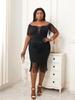 Black Tassel Dresses Women V Neck Off Shoulder Sexy Bodycon Evening Party Fringe Hem Outfits