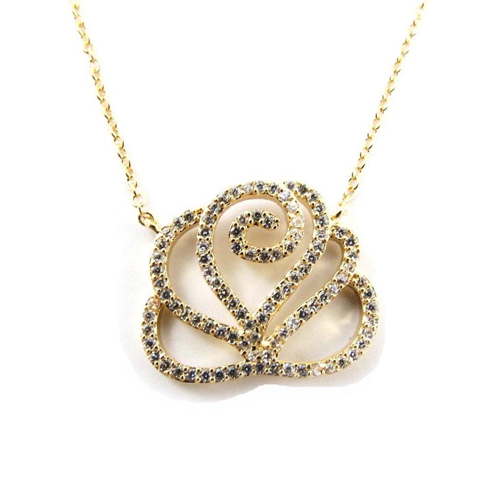 Les Trésors De Lily [J4081] - Collier Plaqué Or 'Rosa Romantica' blanc