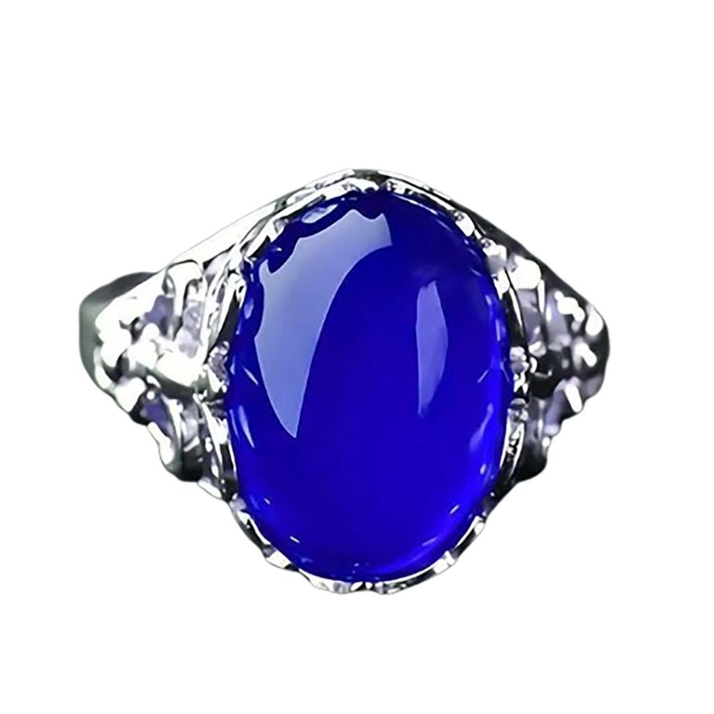 Bague ouverte ancienne en agate verte, calcédoine, bague réglable en forme de papillon creux pour femme