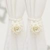 2Pcs Romantic Rose Curtain Strap Gauze Curtain Strap Simulation Rose Valentine's Day Decorative Curtain Strap