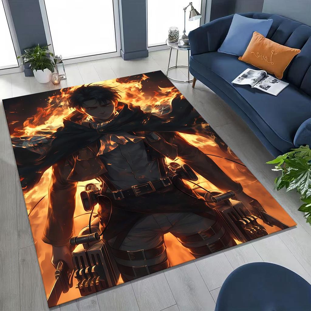2026 New Anime Attack on Titan Eren Mikasa Cartoon Rug for Bedroom Living Room Sofa Home Doormat Decor,Kids Non-slip Floor Mat