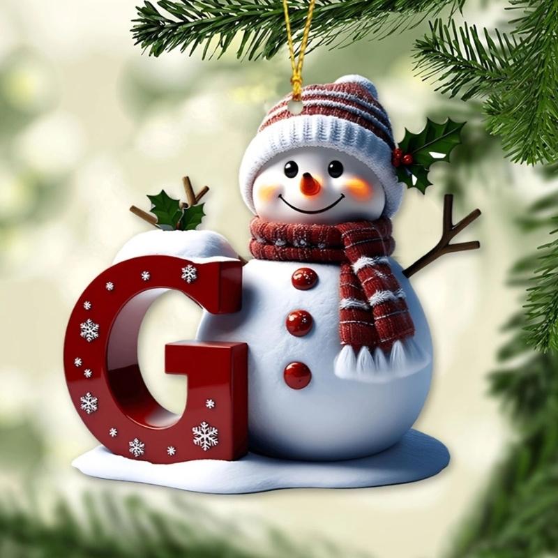 Shatterproof Acrylic Snowman Letter Hanging Ornament Christmas Tree Decoration For Festival Tree Wreath Window Display