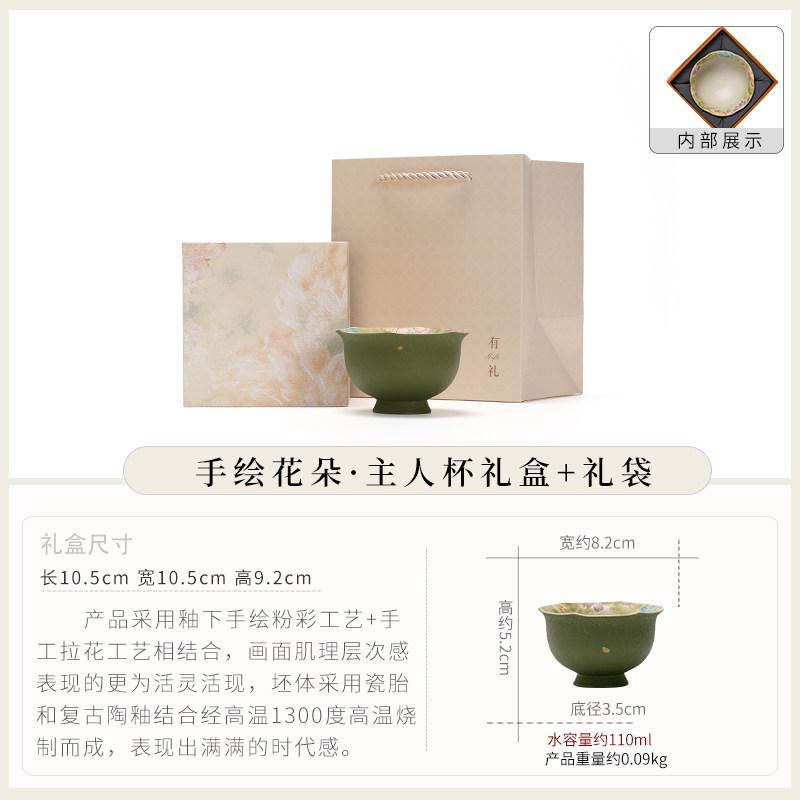 Hand-painted ceramic teacup, home master cup, fragrant cup, high-value tea cup, single cup tea cup, high-end gift box set.