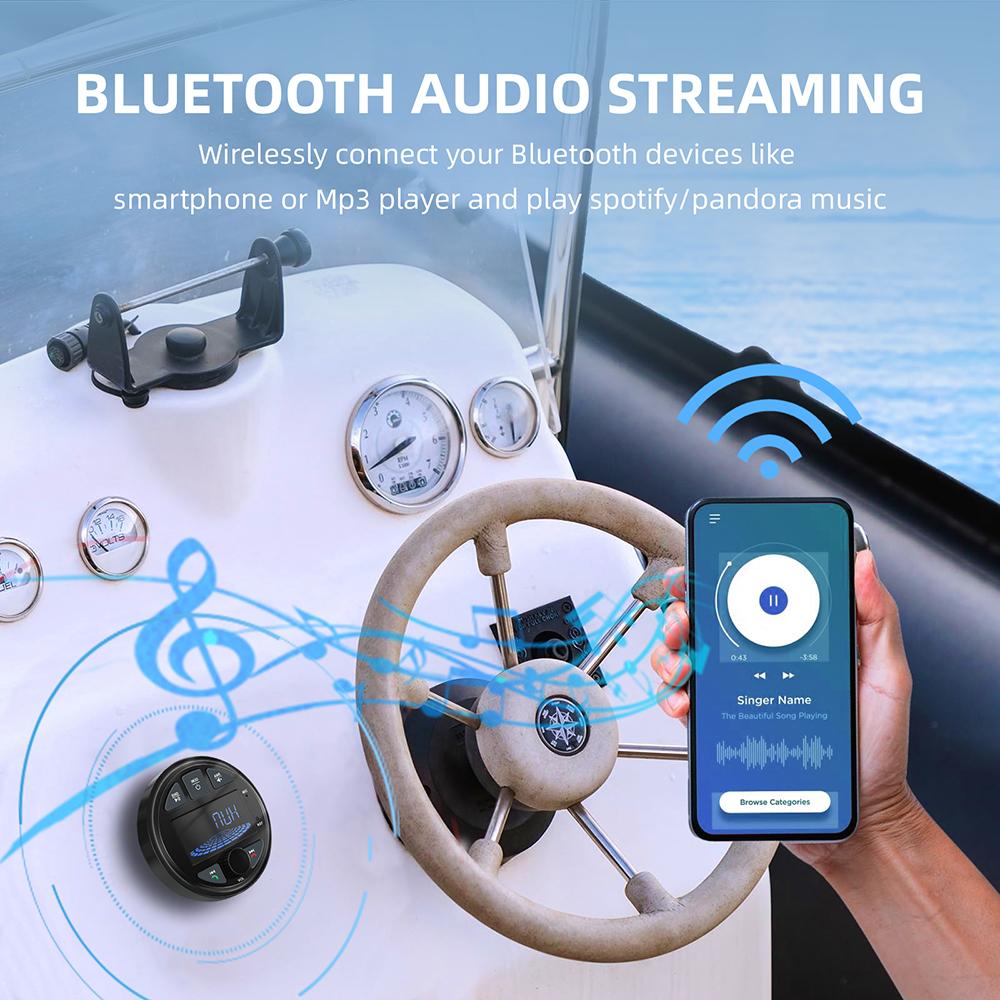 NEW Boat Radio Marine Stereo Source Media Player AM FM RDS Receiver MP3 MP4 Video Play Bluetooth AUX for ATV UTV Cart Motorcycl