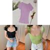 Womens Short Sleeve Knit Top With Splicing Design For Summer Casual Wear