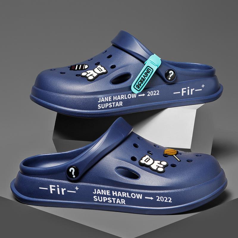 Fashion Summer Shoes Men Women Sandal Clogs Mules Non-slip Thick-soled Beach Soft-soled Baotou Slippers Cartoon Trend Baotou Female