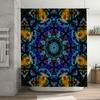 Unique Blue Yellow Shower Curtain Waterproof Fabric Bath Decorations Print Decorative Customizable Waterfall Design For Bathroom