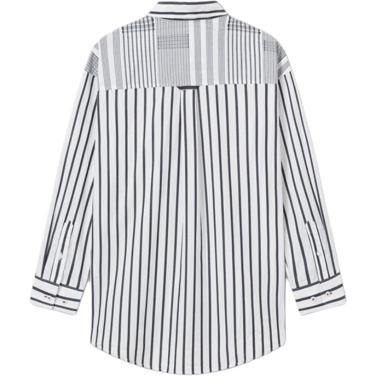 Levis Simple Comfortable Versatile Casual Striped Long Sleeve Shirt Men Shirts Black White 003MX-0001