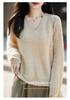 Autumn/Winter 2026 Cashmere Wool V-Neck Knitwear: Long Sleeve Solid Color Soft Sweater Top