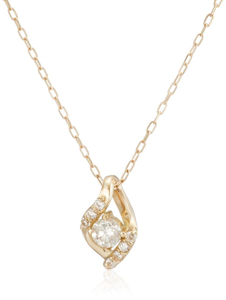 Estelle Official Website Exclusive Women's Necklace in 10K Yellow Gold with Diamonds and a Drop Motif (Product Code: 0442-8554-0011-0000)