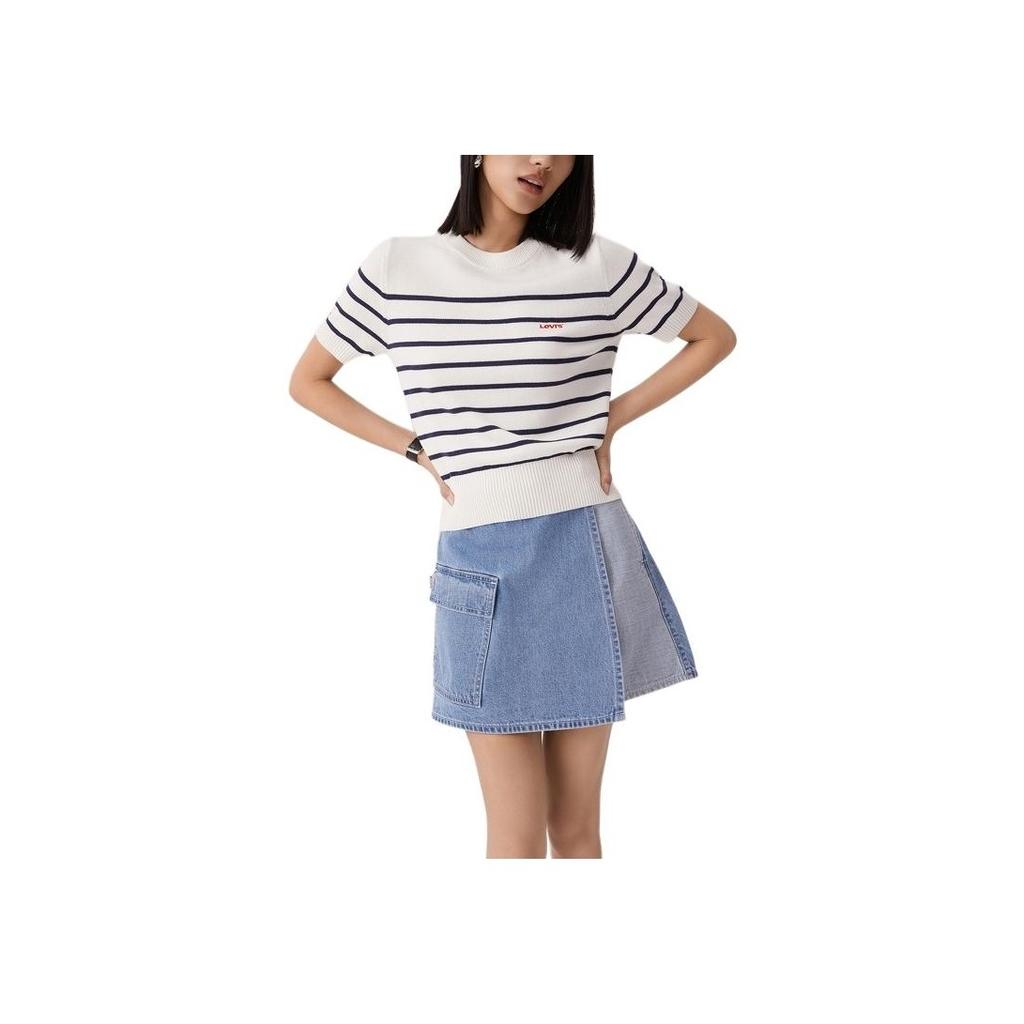 Levis Striped Casual Comfortable Knit Crew Neck Short Sleeve T-Shirt Women T-Shirts 0051J-0001
