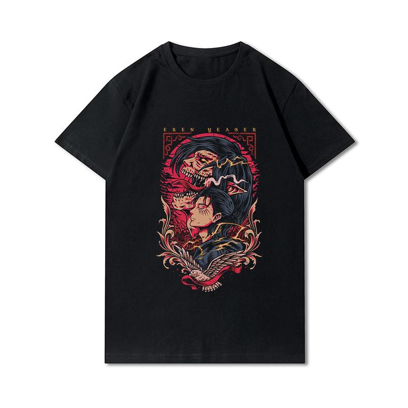 Plus Size Anime Attack On Titan Women's T-shirt Levi·Ackerman Eye Punk Tops Summer Harajuku Loose Gothic Short Sleeves Tshirt