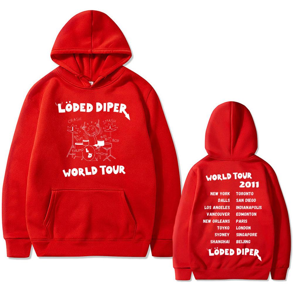 Loded Diper World Tour Hoodie Diary of A Wimpy Kid Hoodies Men Women Hip Hop Oversized Hooded Sweatshirt Male Vintage Streetwear
