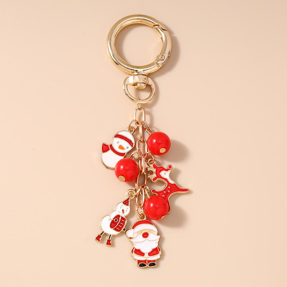 Fashion Christmas Keychain Women Girls Snowman Elk Key Ring Pendants for Handbag Decor DIY Key Chain New Year Gifts
