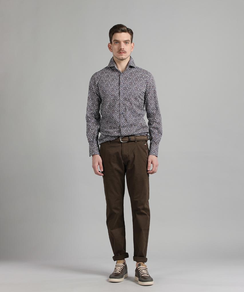 PANICALE Brown Embroidered Point Cotton Pants (Type B)