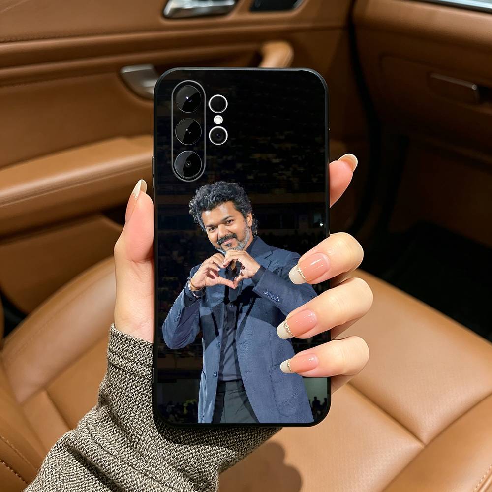 Thalapathy Vijay India Soft Silicone Case for Samsung S25, S24, S21, S22, S23, S30, Ultra, S20, Plus, FE, Lite-Black