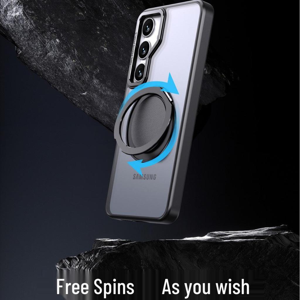 Samsung S26 Ultra 360° Rotating Gear Phone Case with Wireless Magnetic Charging.