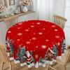 Christmas Tablecloth, Santa Snowman Christmas Tree Print, Waterproof And Oil-Proof, Round Table Square Table Cover Cloth