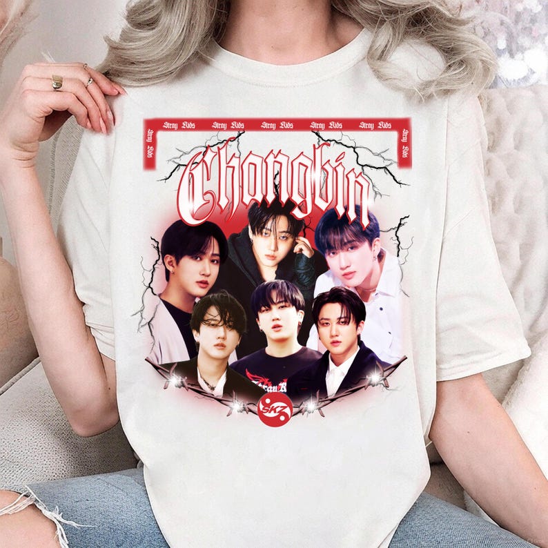 2026 Retro Changbin Stray Kids Kpop Koszulka, Stray Kids Koszulka z Albumu Karma, Stray Kids Koszulka Ceremony, Stray Kids Dominate SKZOO World Tour
