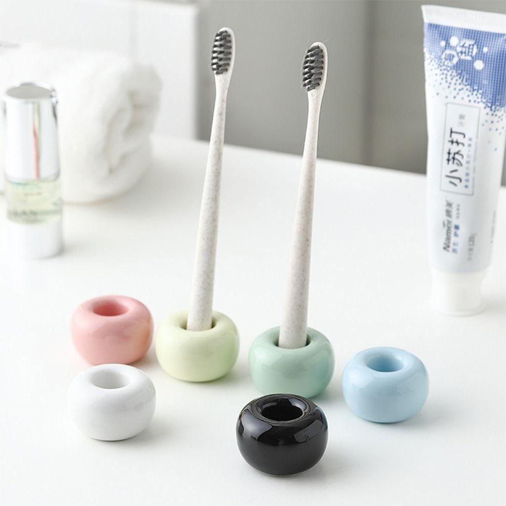 Ceramic Bracket Support Storage Bathroom Organizer Toothbrush Holder Base Tooth Brush Stand Shelf