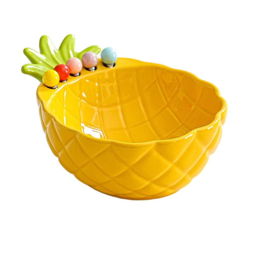 Reusable Salad Dessert Bowl Pineapple Ceramic Fruit Plate Fruit Serving Plate  Restaurant Tableware