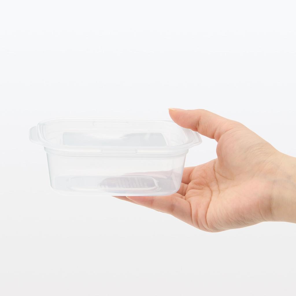 MUJI Microwaveable Food Containers with Pack of MDC95A3S Lids, Semi-Transparent, Rectangular, 180mL, 4,