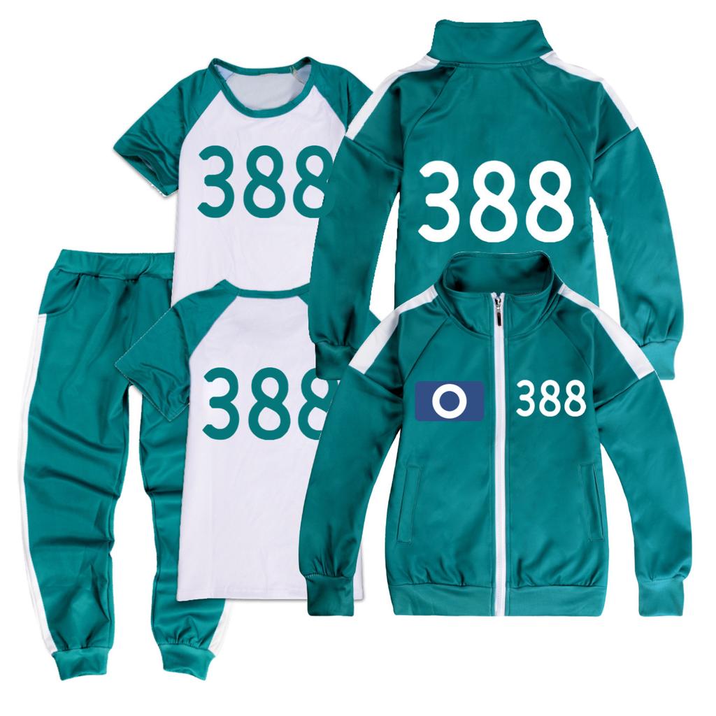 Kids Boys Girls Movie Game Print Long Sleeves Zipper Jacket Coat T Shirt Trousers Pants Set Outfit Halloween Cosplay Costume