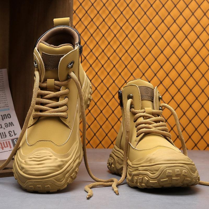 Martin boots men's high-top autumn and winter retro kicking can't suck big yellow boots outdoor desert soft leather tooling boots