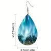 Boho Style Aurora Borealis Teardrop Earrings, Blue-Green PU Leather Earrings, Fashion Earrings, Elegant Earrings Party Earrings