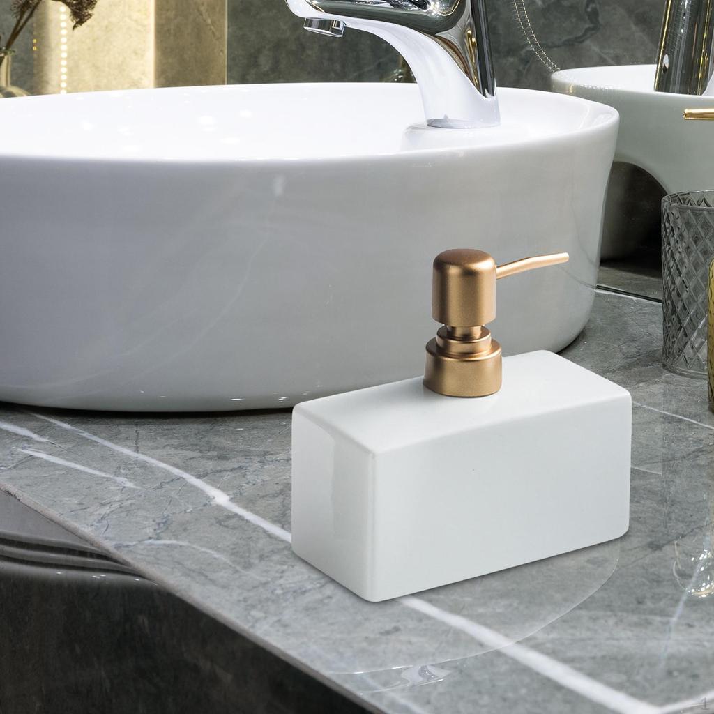 400ml Ceramic Soap Dispenser Bottle Hand Pump Shower Gel for Bathroom Hotel Countertop Home