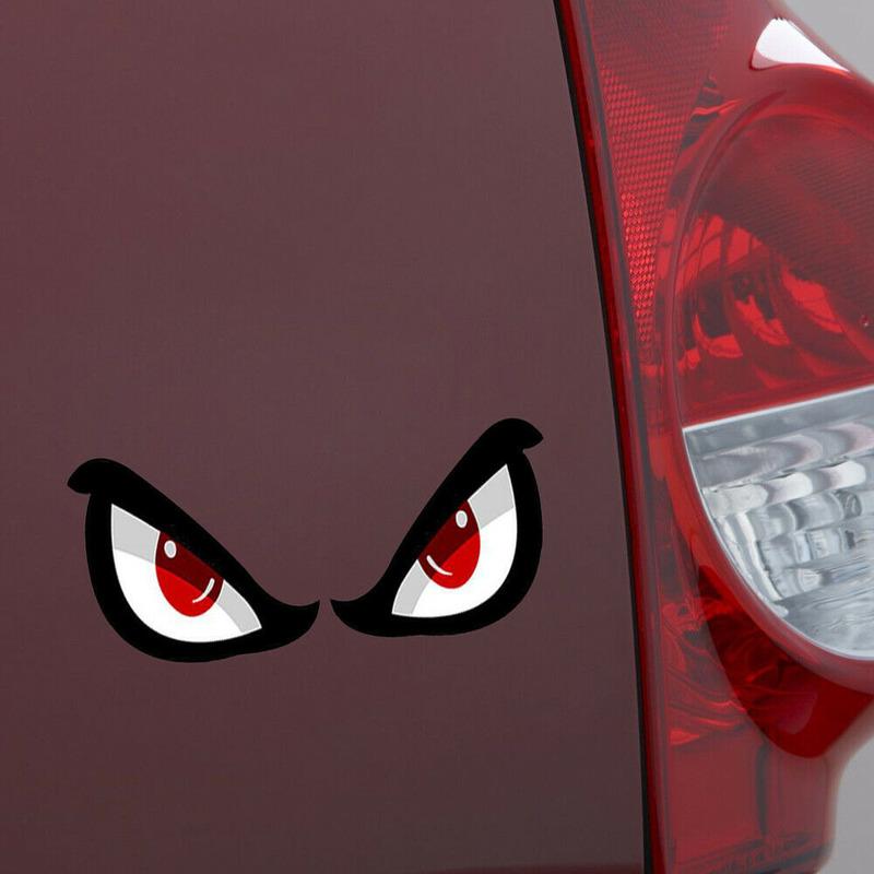 3D Angry Red Eyes Modeling Car Sticker Car Decorative Accessories Sunscreen Waterproof Sticker Motorbike Helmet Reflective Decal