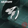 Copper Trifoliate Zirconia Ring With Adjustable Opening - Exquisite And Cute Wedding Party Jewelry For Women