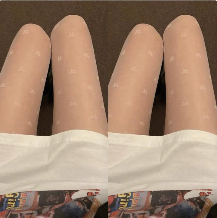 Sexy Black Stockings Women Heart Polka Dot Lolita Pantyhose Tight High Socks Female Good Elastic Stocking Erotic Lingerie 1-S