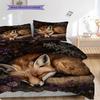 Fuchs-Muster Bettwäsche Steppdecke Set Bettbezug Kissenbezug Heimdekoration Geburtstagsgeschenk (1 Bettbezug + 2 Kissenbezüge, ohne Füllung)