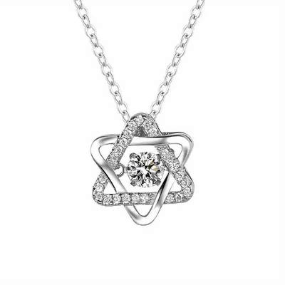 Stern Anhänger Halskette Damen, Sechsstern Zirkonia Schmuck, Design Schmuck